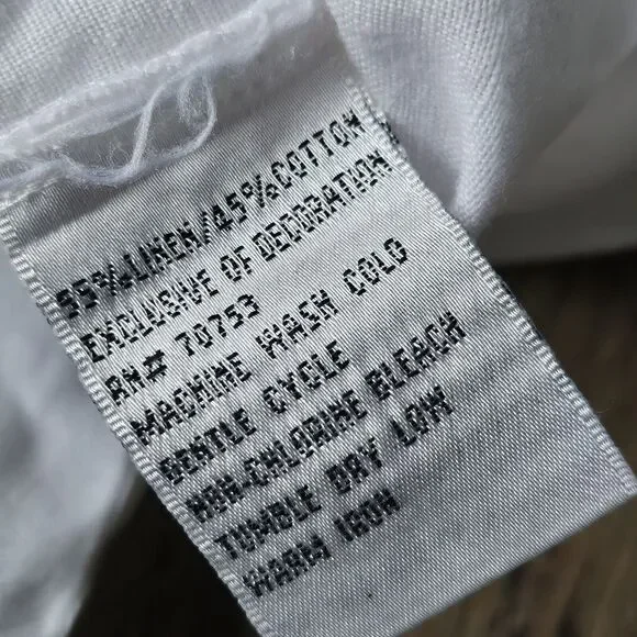 Vintage Talbots White Linen Blend Floral Embroidered Button Up Shirt. 3/4 Sleeve - Picture 6 of 10